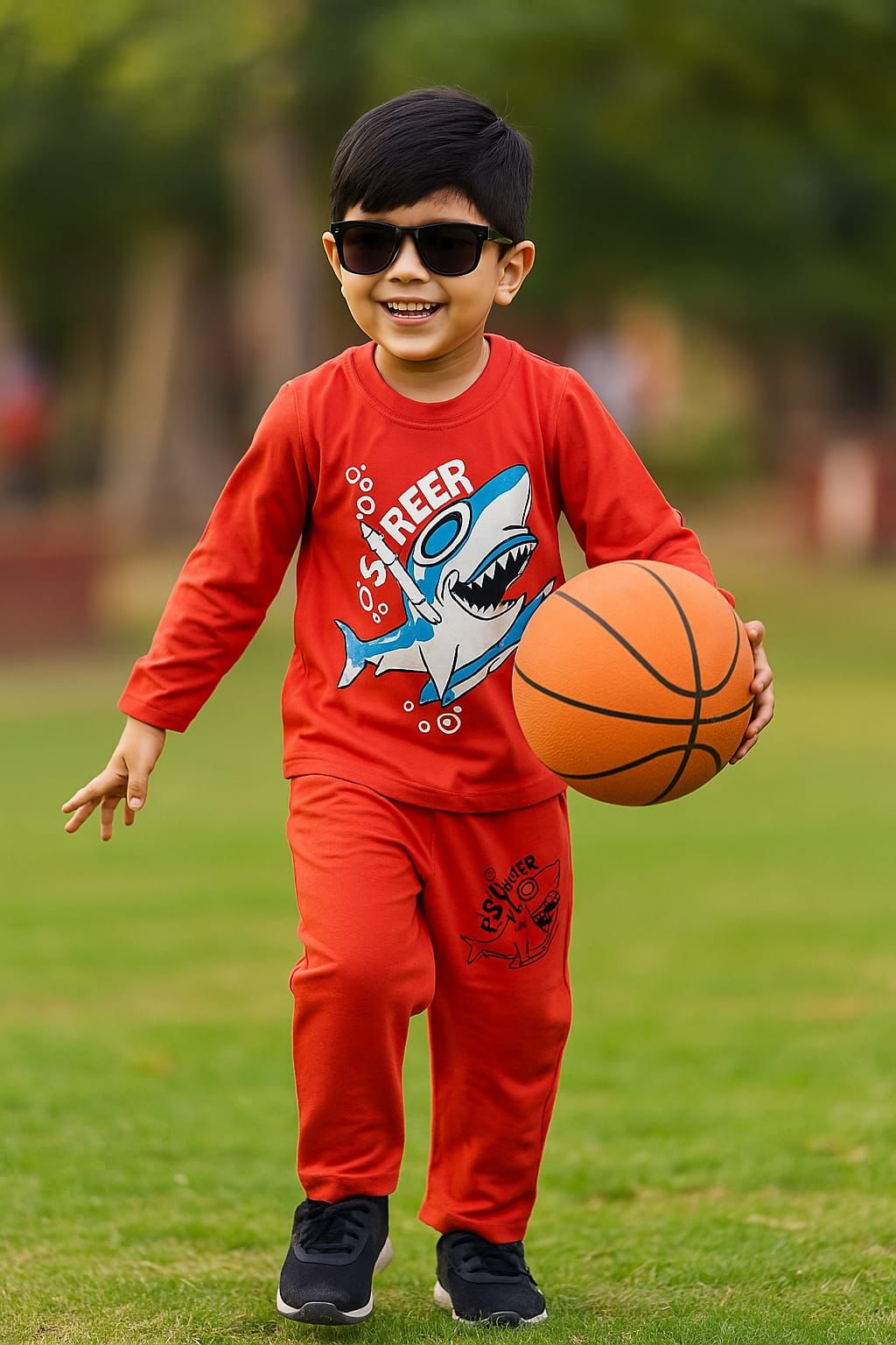 Kids Mid Season Tracksuit – Shark Cartoon Print