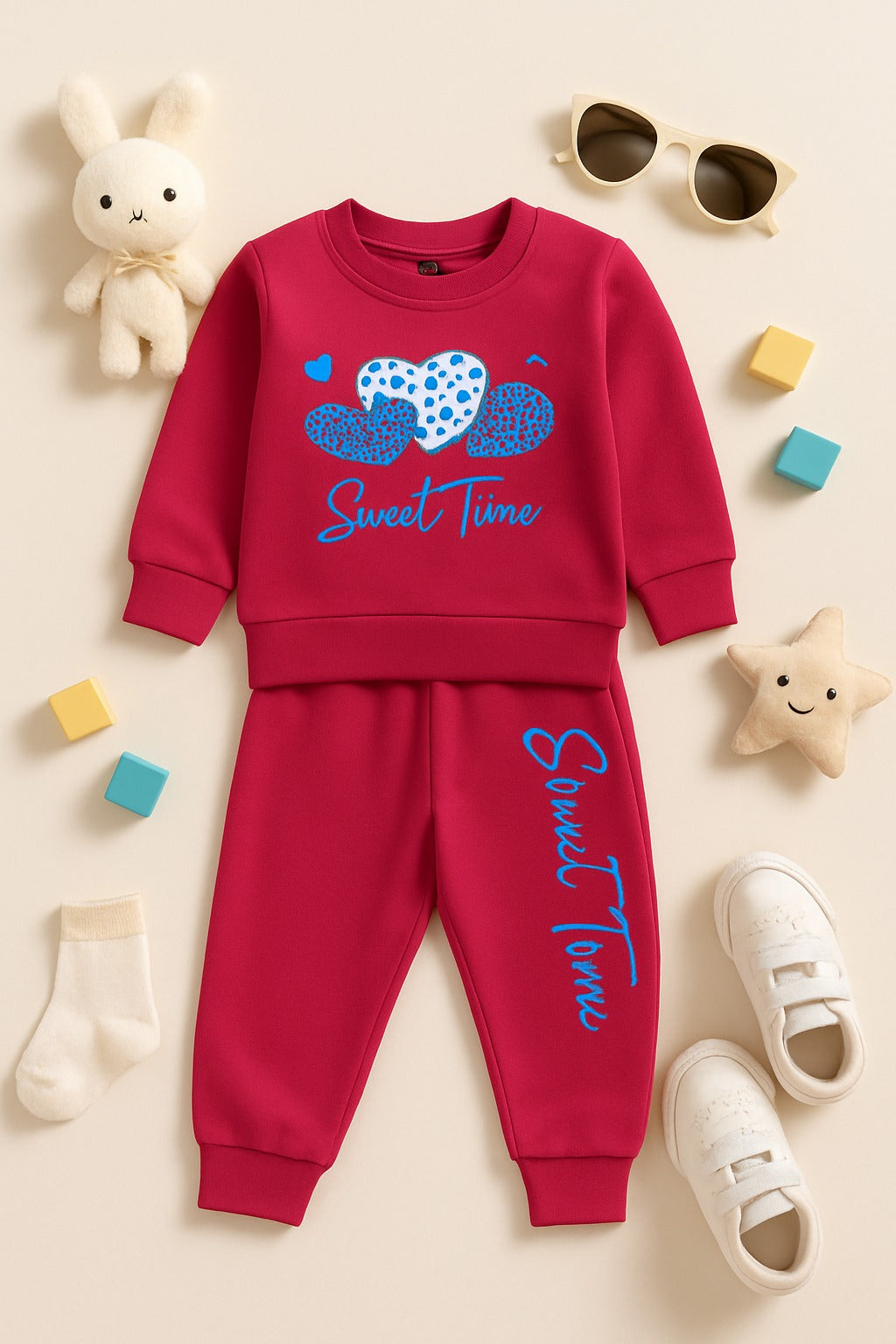 Soft & Cozy Sweet Time Fleece Tracksuit – Kids Winter Collection