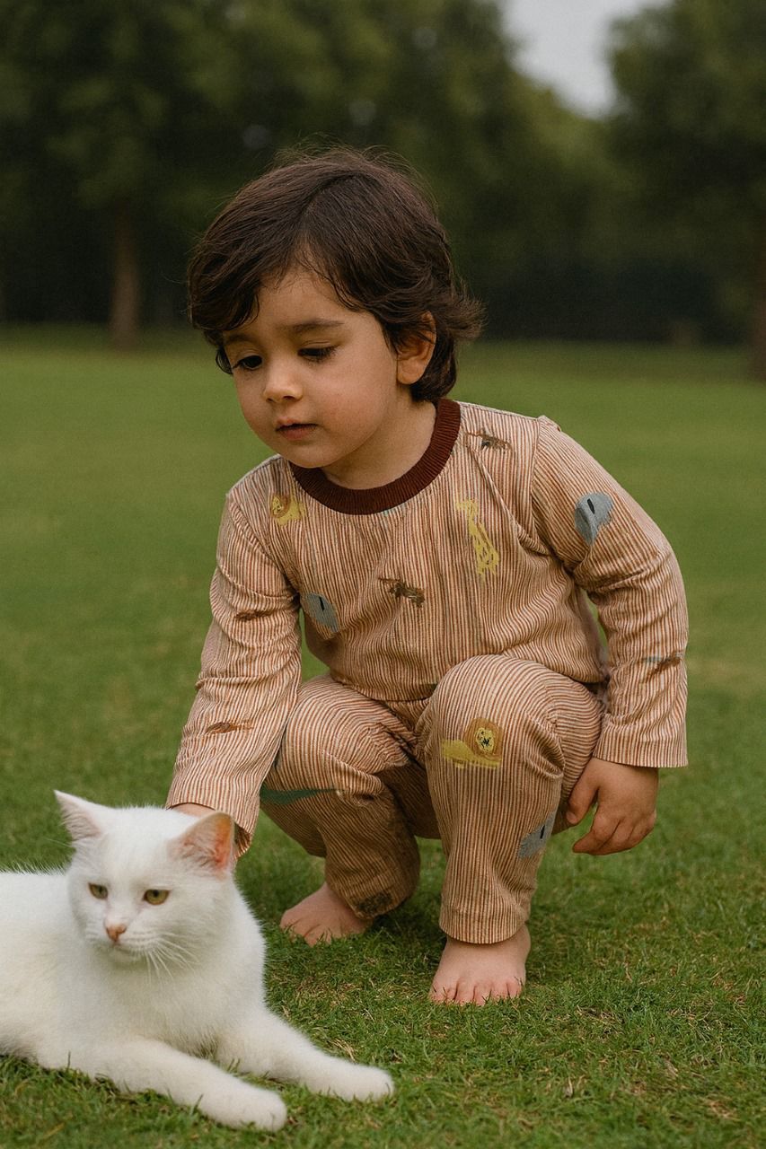 Night Suit – Soft & Cozy Animal Print Kids Comfort Wear Cotton Stuff