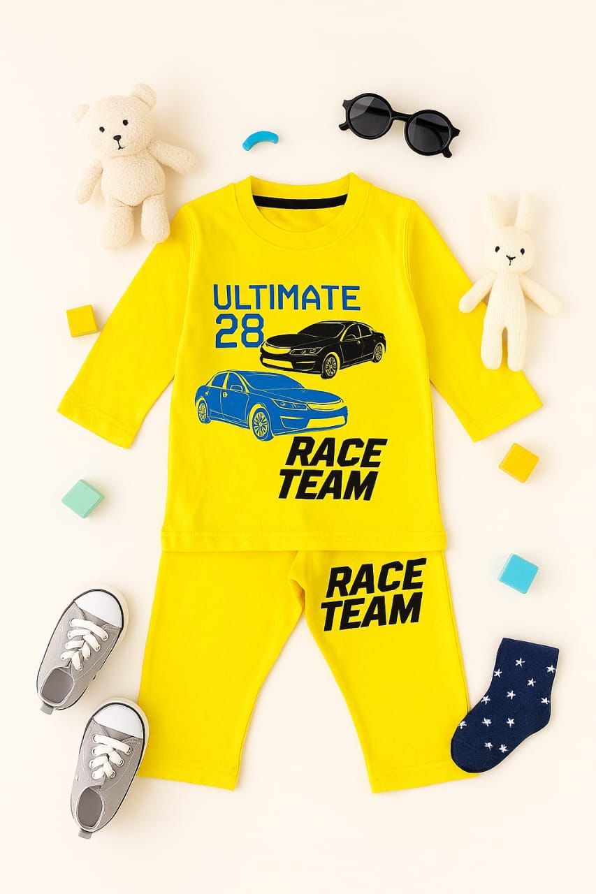 Night Suit – Soft & Cozy Race Team Print Kids Comfort Wear Cotton Stuff