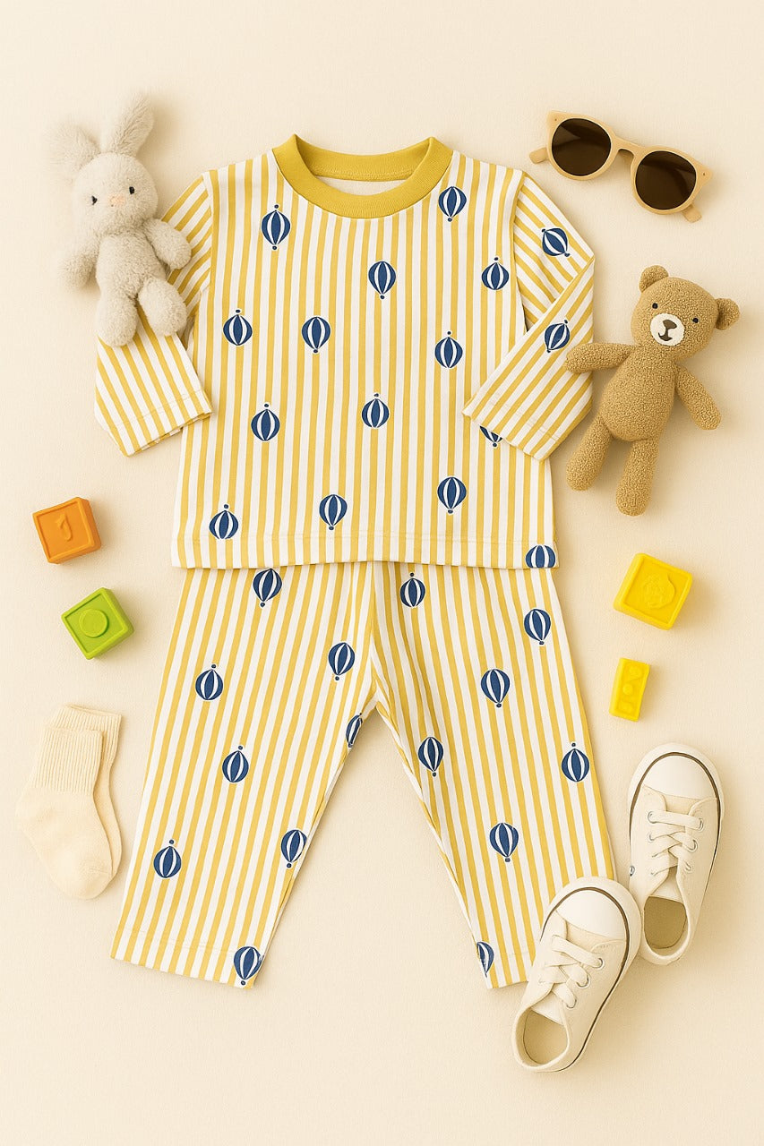 Night Suit – Soft & Cozy Balloon Print Kids Comfort Wear Cotton Stuff