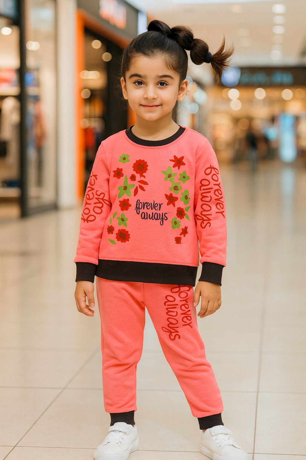 Winter – Soft & Cozy “Forever Always” Floral Fleece Tracksuit for Kids